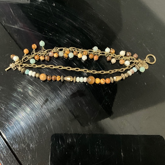 Bohemian “Julianne“ BOHO Bronze 3 Strand Multi Colored Beaded Chain Bracelet R4B - Picture 3 of 4